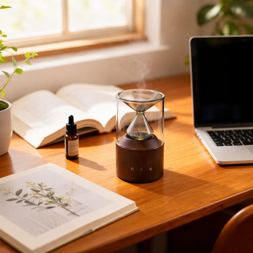 Desktop nebulizing diffuser for pure oil diffusion