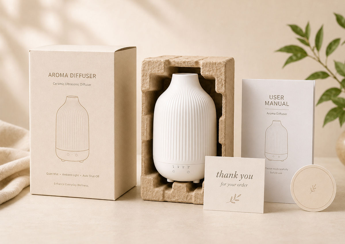 Private label ceramic diffuser packaging set